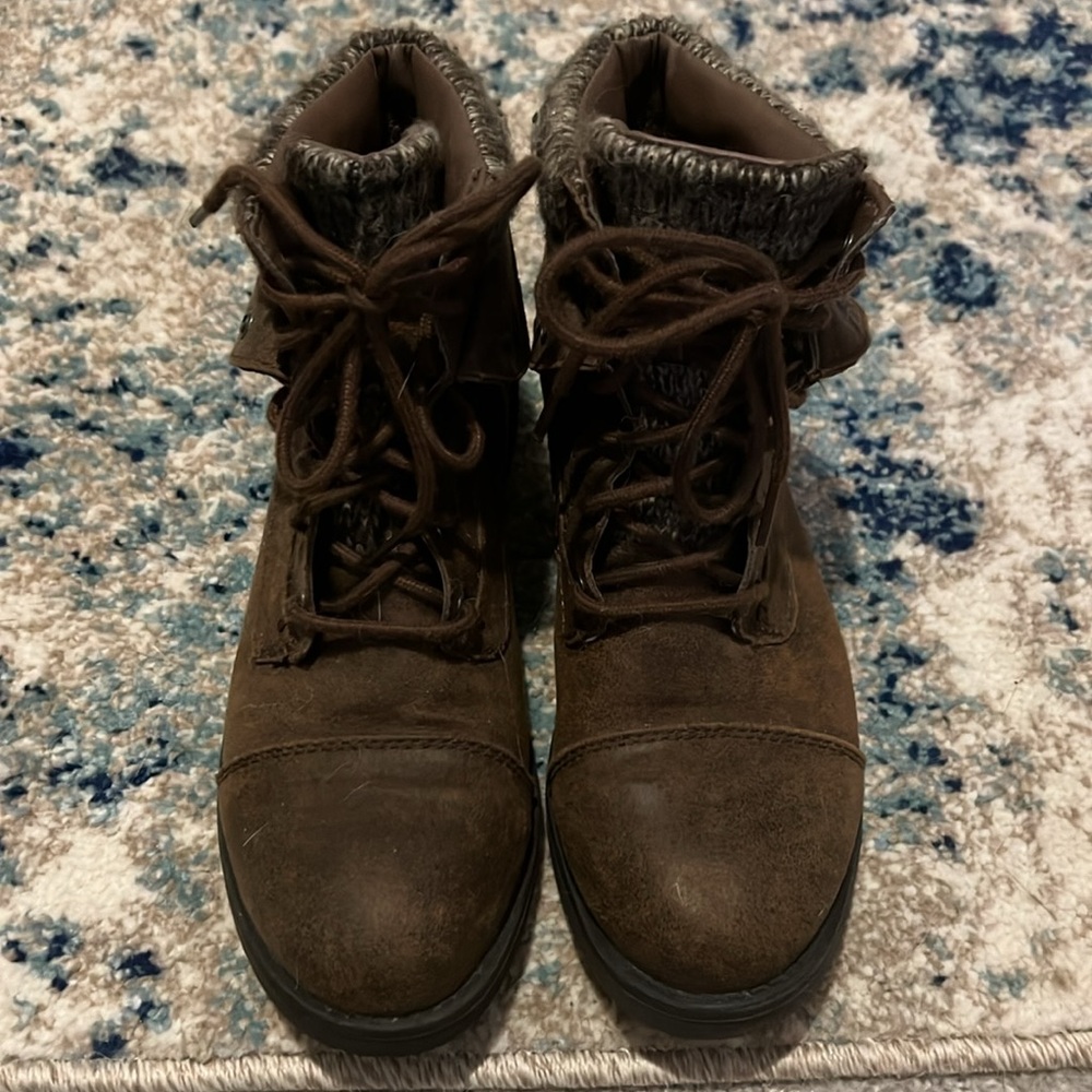 Faded Glory Combat Style Lace-Up Ankle Boots